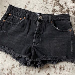 Zara black denim high waist shorts